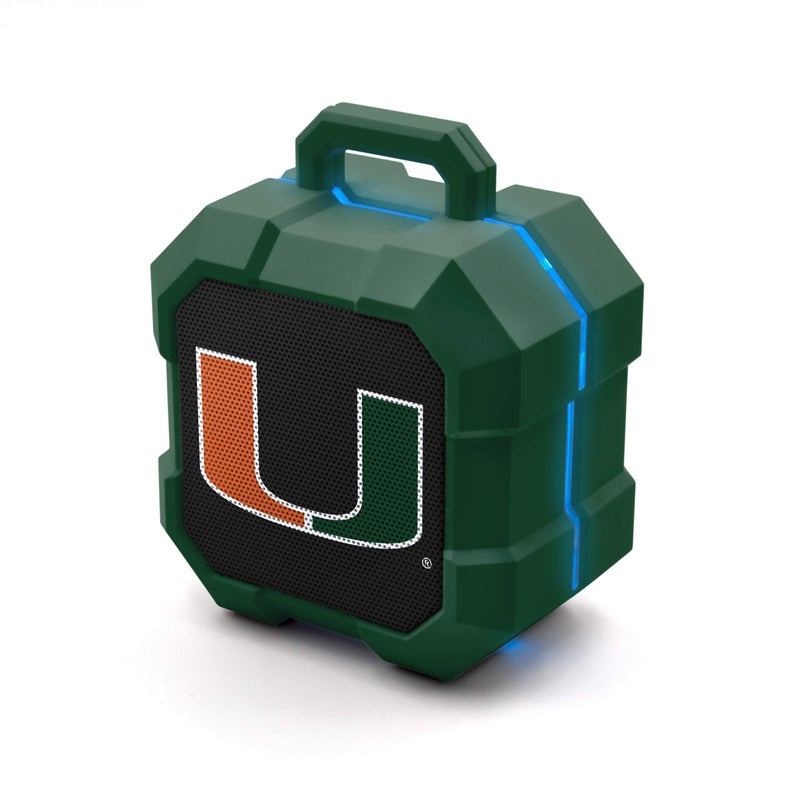 SOAR NCAA Shockbox LED Wireless Bluetooth Speaker, Miami Hurricanes - Image 1